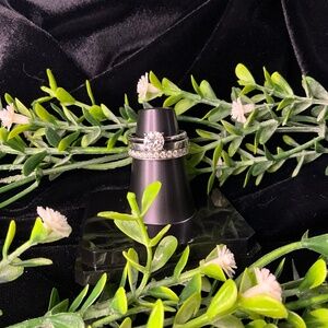 Gorgeous Wedding Set Moissanite Sterling Silver Sz 8